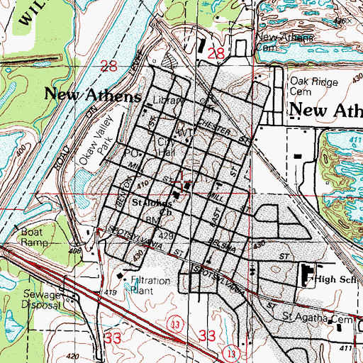Topographic Map of Saint Agatha Catholic Church, IL