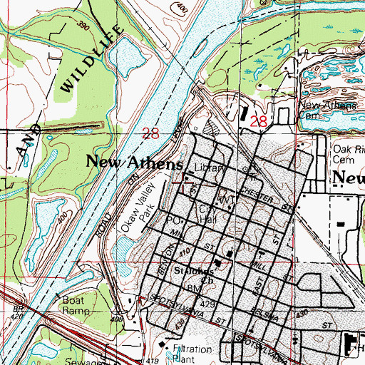 Topographic Map of New Athens Assembly of God Church, IL