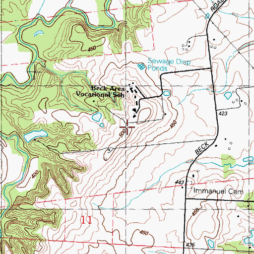 Topographic Map of Beck Area Vocational Institute, IL