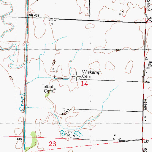 Topographic Map of Wiskamp Cemetery, IL