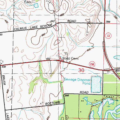 Topographic Map of Todd Cemetery, IL