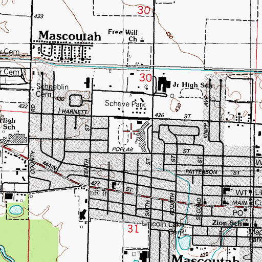 Topographic Map of Mascoutah School, IL