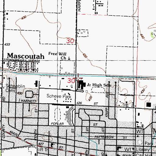 Topographic Map of Mascoutah Junior High School, IL