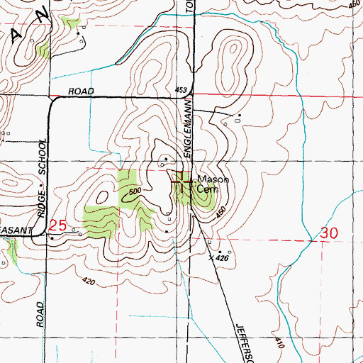 Topographic Map of Mason Cemetery, IL