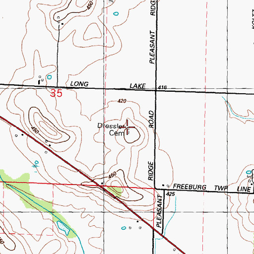 Topographic Map of Dressler Cemetery, IL