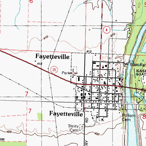 Topographic Map of Fayetteville Community Park, IL