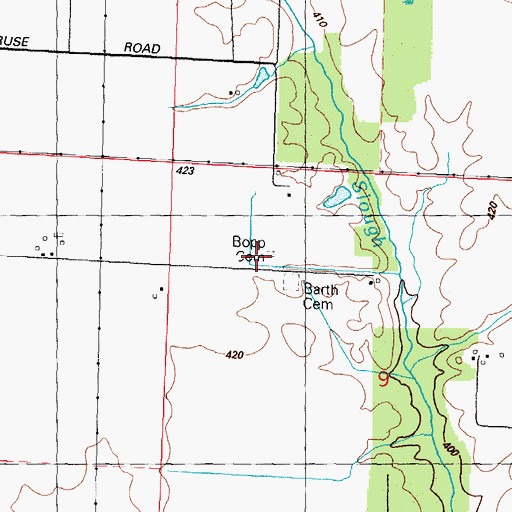Topographic Map of Bopp Cemetery, IL