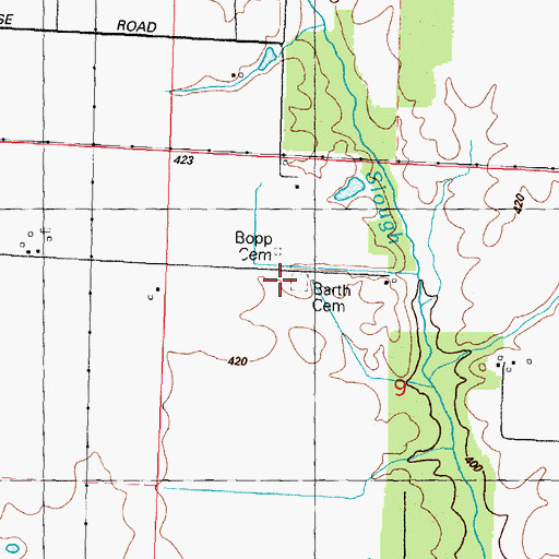 Topographic Map of Barth Cemetery, IL