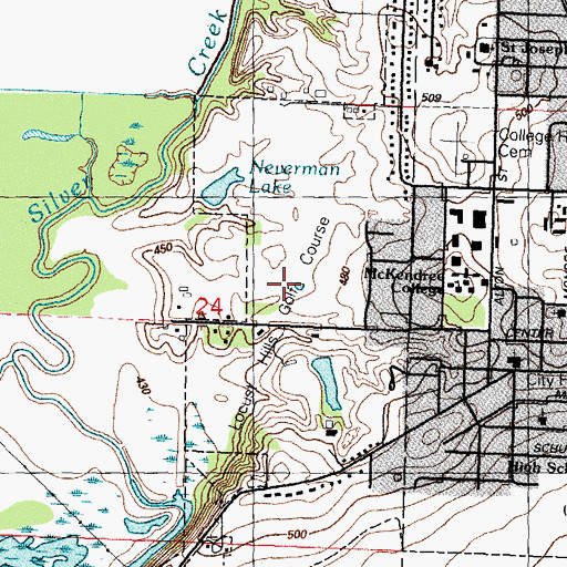 Topographic Map of Locust Hills Golf Club, IL