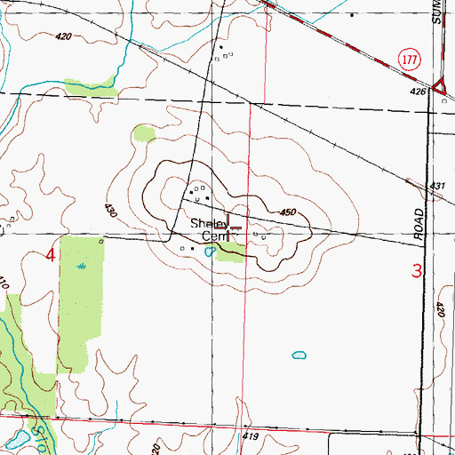 Topographic Map of Sheley Cemetery, IL