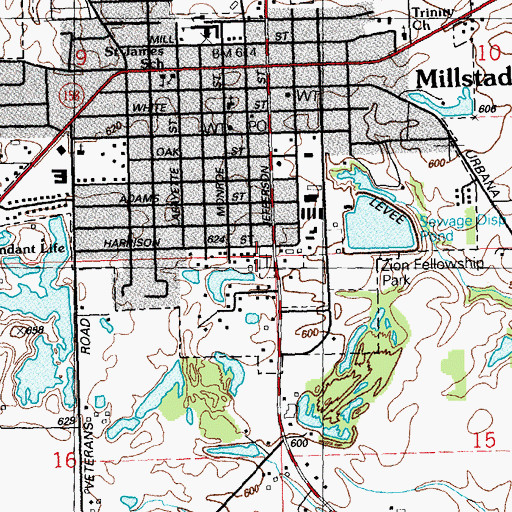 Topographic Map of Old Millstadt Cemetery, IL