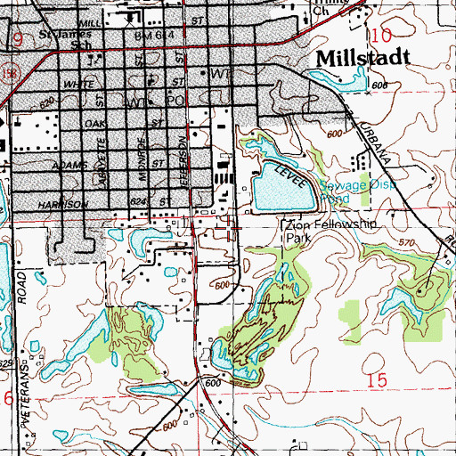 Topographic Map of Zion Fellowship Park, IL