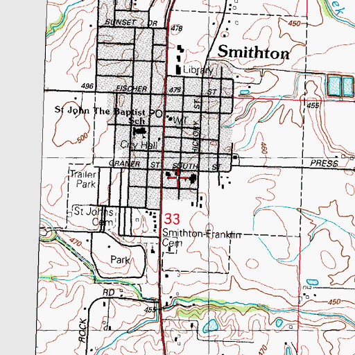 Topographic Map of Smithton School, IL