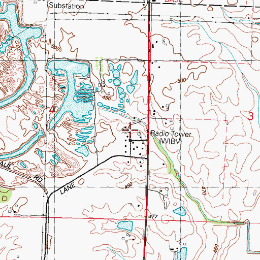 Topographic Map of WIBV Radio Station, IL