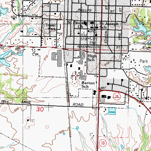 Topographic Map of Carl L Barton School, IL