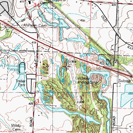 Topographic Map of Lindauer Airport, IL