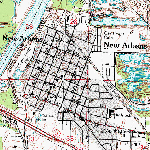 Topographic Map of New Athens United Methodist Church, IL