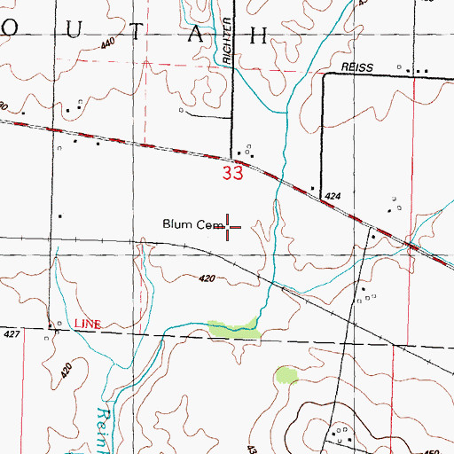 Topographic Map of Blum Cemetery, IL
