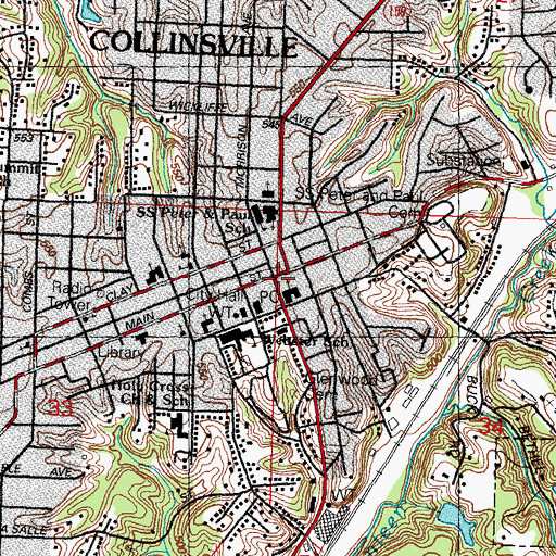 Topographic Map of Collinsville, IL