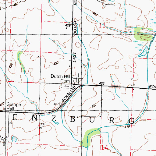 Topographic Map of Old Dutch Hill Cemetery, IL