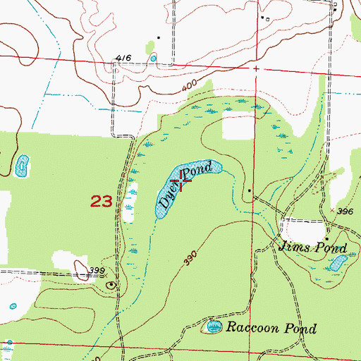 Topographic Map of Dyer Pond, IL