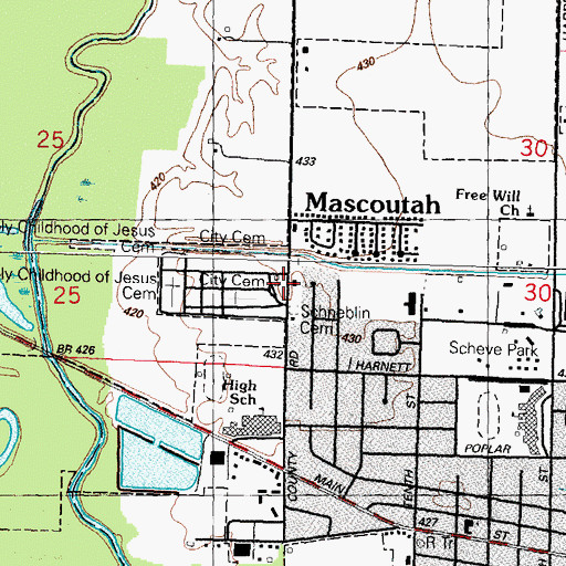 Topographic Map of Espenschied Chapel, IL