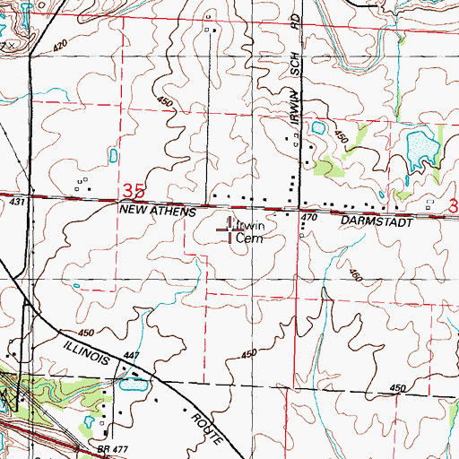 Topographic Map of Irwin Cemetery, IL