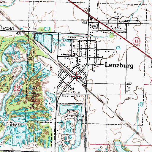 Topographic Map of Lenzburg, IL