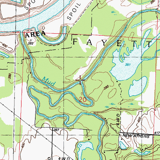 Topographic Map of Little Mud Creek, IL