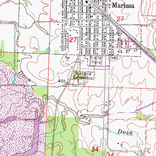 Topographic Map of Marissa City Cemetery, IL