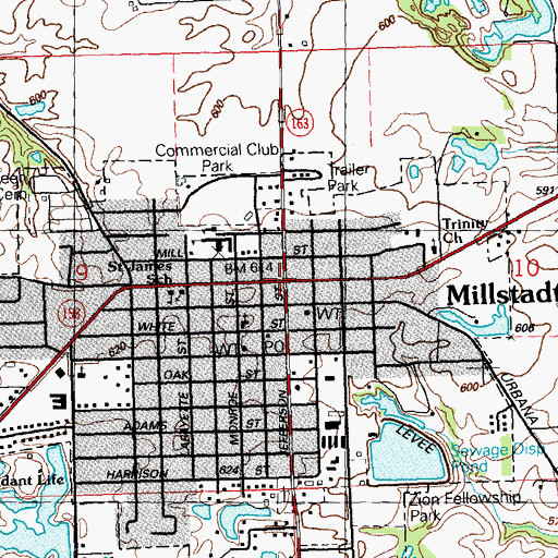 Topographic Map of Millstadt, IL