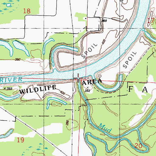 Topographic Map of Mud Creek, IL