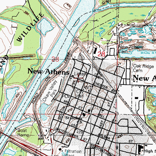 Topographic Map of New Athens, IL