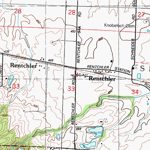 Topographic Map of Rentchler, IL