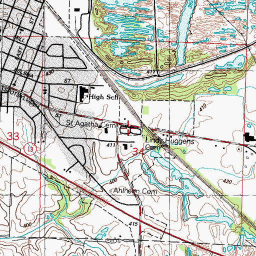 Topographic Map of Saint Agatha Cemetery, IL