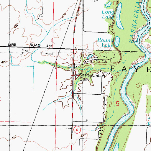 Topographic Map of Saint Pancratius Cemetery, IL