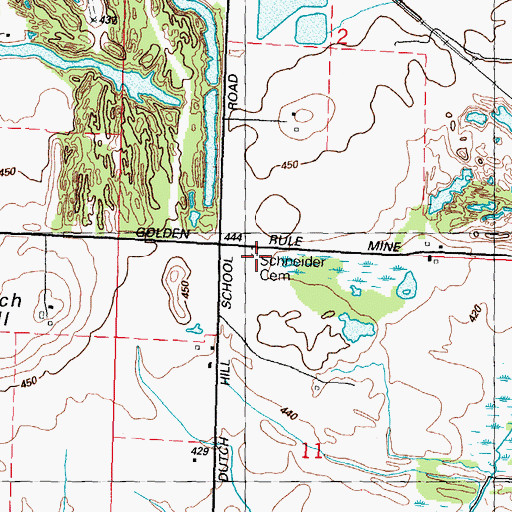 Topographic Map of Schneider Cemetery, IL