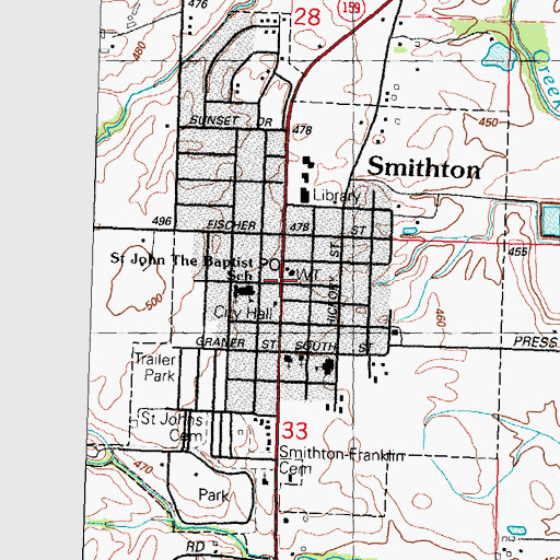 Topographic Map of Smithton, IL