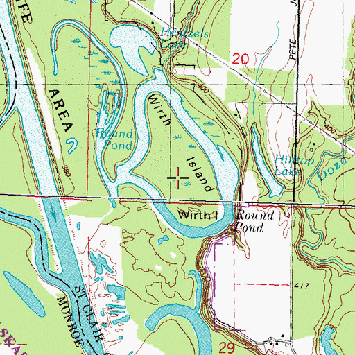 Topographic Map of Wirth Island, IL