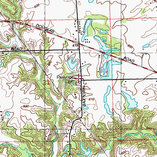 Topographic Map of Freivogel Cemetery, IL