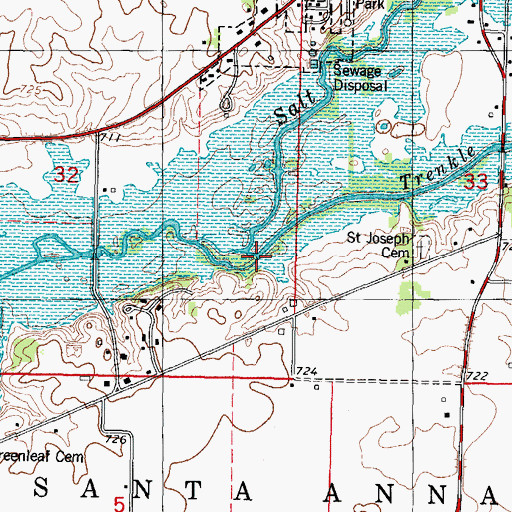 Topographic Map of Trenkle Slough, IL