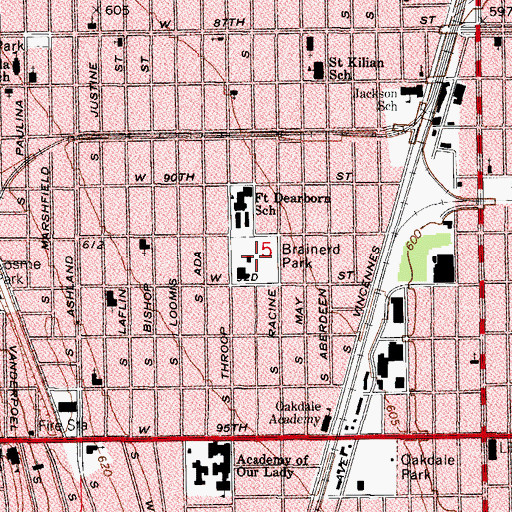 Topographic Map of Brainerd Park, IL