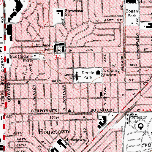 Topographic Map of Lenart School, IL