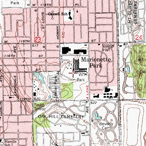 Topographic Map of Ever Rest Cemetery (historical), IL