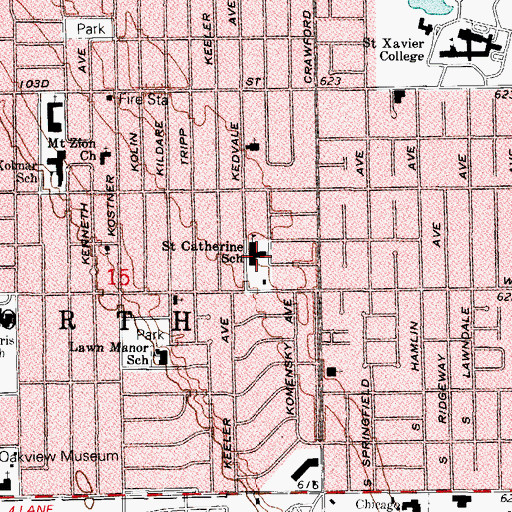 Topographic Map of Saint Catherine of Alexandria School, IL
