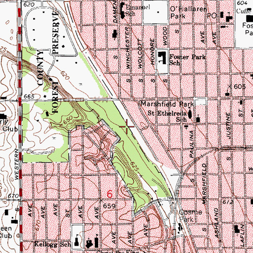 Topographic Map of Emmanuel Christian School, IL