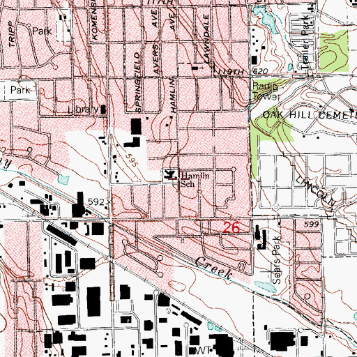 Topographic Map of Hamlin Upper Grade Center School, IL