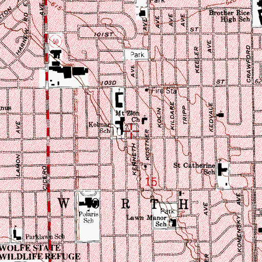 Topographic Map of Kolmar School, IL
