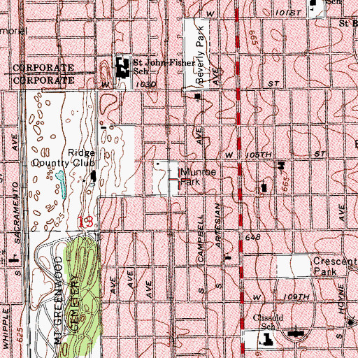 Topographic Map of Munroe Park, IL