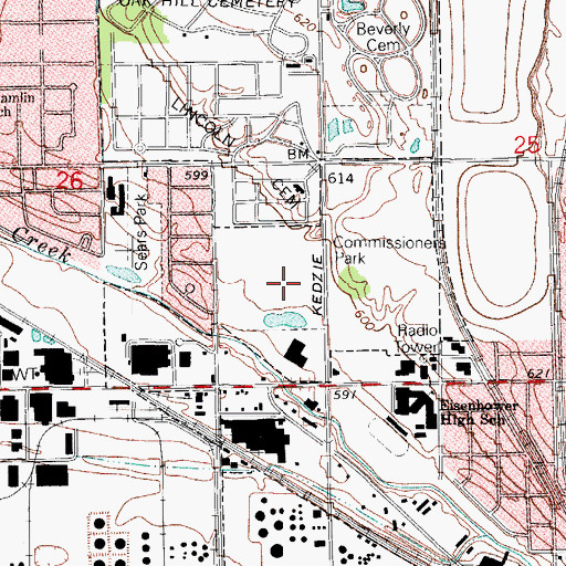Topographic Map of Commissioners Park, IL